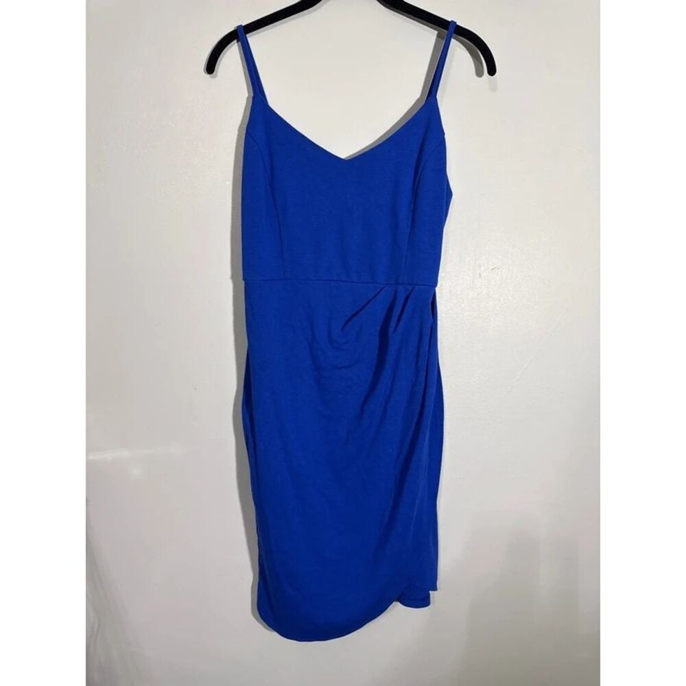 Zalalus Medium Cobalt Blue Bodycon Wrap Style Cami Dress